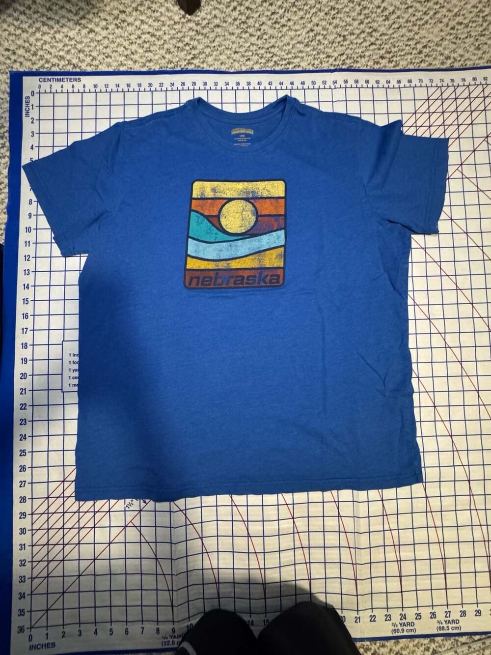 State of Mine Blue Nebraska Desert Sunset Graphic T-Shirt Large